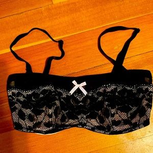 Betsey Johnson Black & Pink Lace Bra - 32C